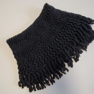 Fringed charcoal snood scarf
